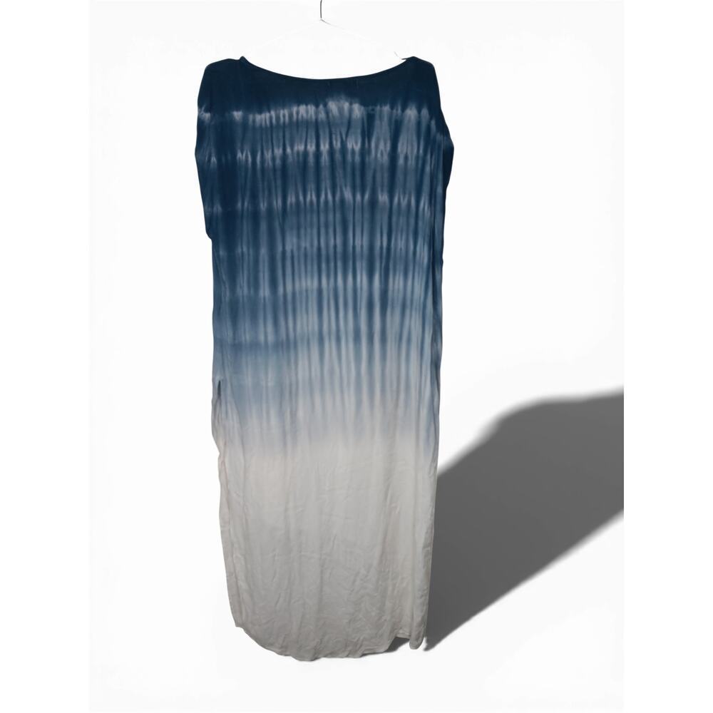Cloth & Stone Blue Ombre Tie Dye Maxi Tank Dress L Oversized Made USA Boho - Picture 9 of 15